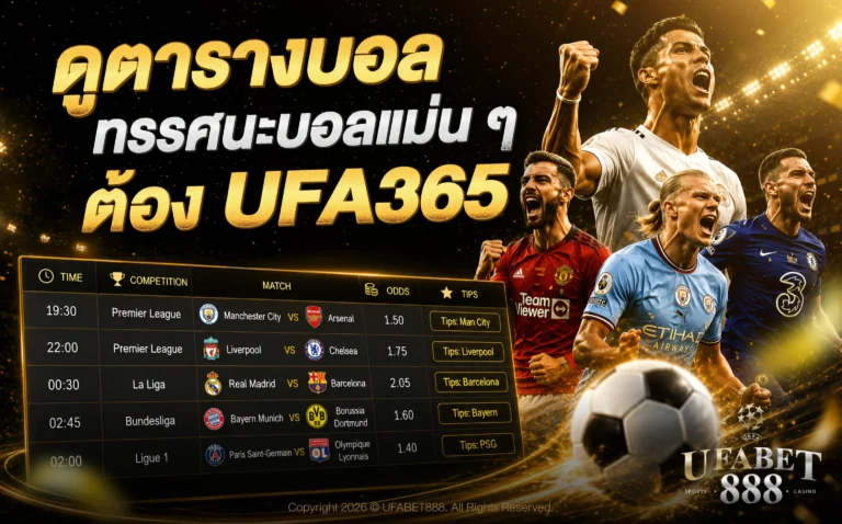 ดูตารางบอล ทรรศนะบอลแม่น ๆ ต้อง UFA365